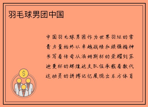 羽毛球男团中国